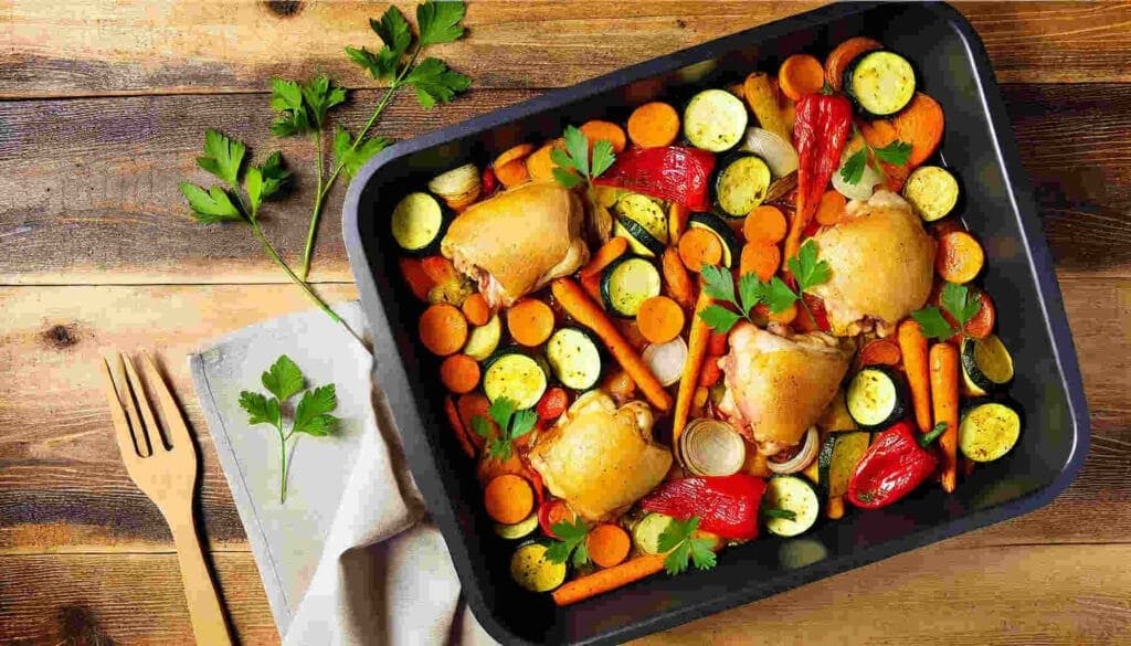 One Pan Chicken & Veggie Bake