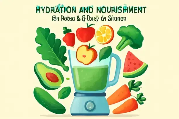 =Fruits and vegetables blended into a smoothie for hydration during a cleanse.